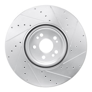 Mercedes-Benz GLE350 Brake Rotor (1) - Front Left - R1 Concepts - Drilled & Slotted - Silver - `20-`26